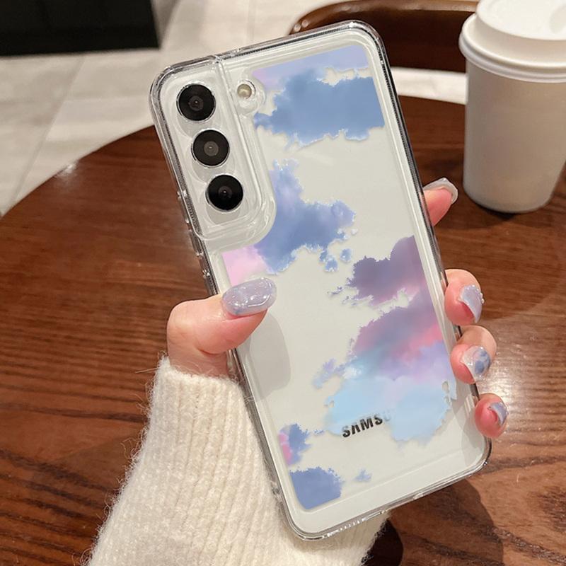 Модный прозрачный чехол для телефона с сердечками и цветочным принтом для Samsung S24 S23 Ultra S22 S21 FE A15 A35 A55 A33 A54 A53 A25, противоударный прозрачный мягкий силиконовый чехол