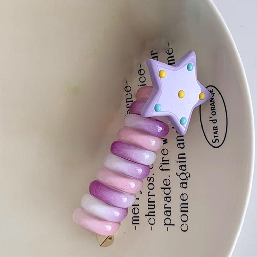 Звездный Радужный Кольцо для Волос Конфетный Цвет Спиральная Пружина Веревка для Волос Милая Телефонная Линия Веревка для Волос Платформа