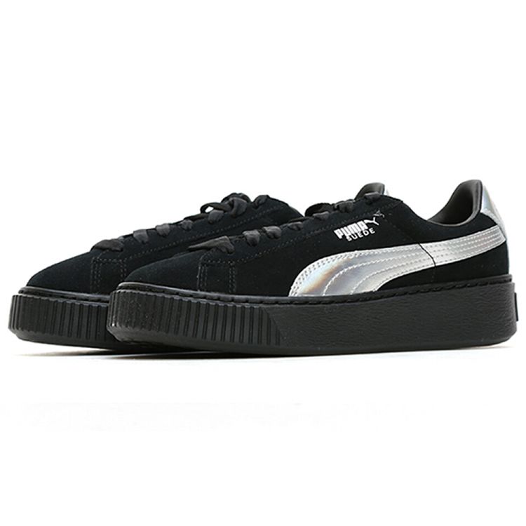 Puma Кроссовки Suede Series Laser Low-Top Женские кроссовки Черный Серебристый 363649-01