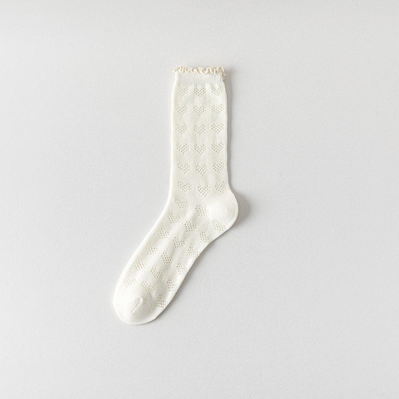 Женские летние тонкие сетчатые дышащие бесшовные кружевные гольфы средней длины из хлопка