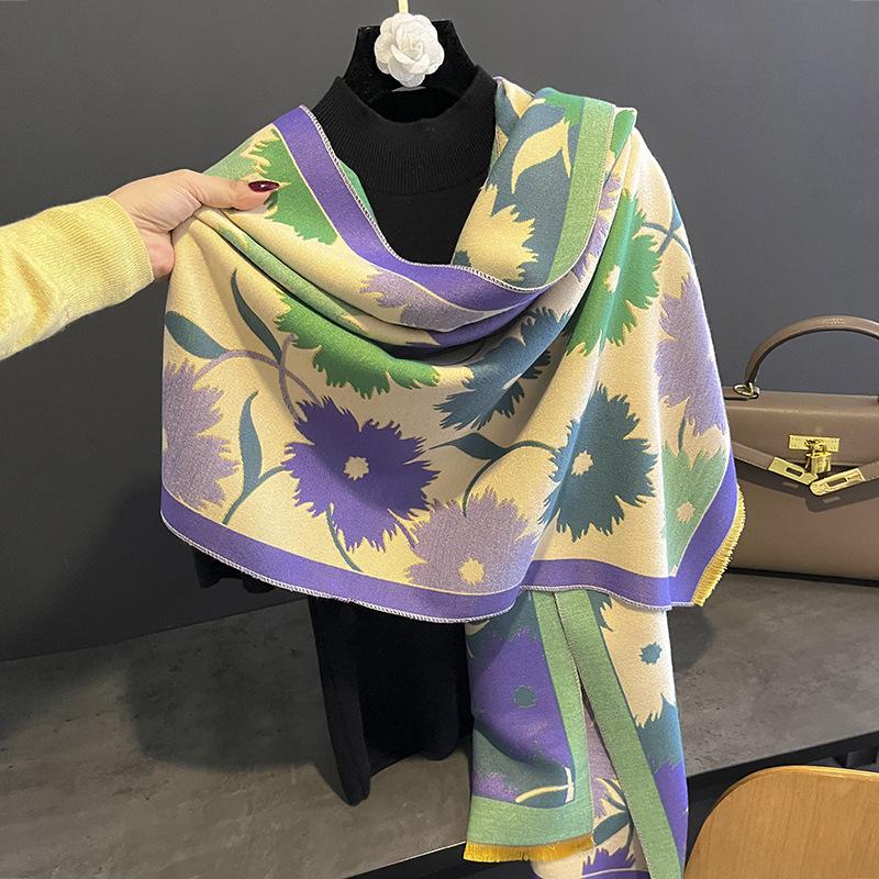 Premium High-quality Air-conditioned Room Shawl Outside Women's Summer Office Nap Imitation Cashmere Fringed Warm Scarf