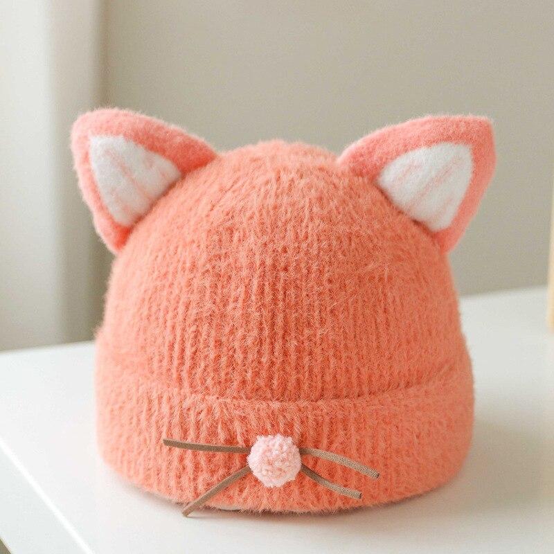 Warm Baby Beanie Kawaii Cartoon Cat Ear Crochet Bonnet for Toddler Boy Girl Cute Fashion Autumn Winter Plush Thicken Warm Hat