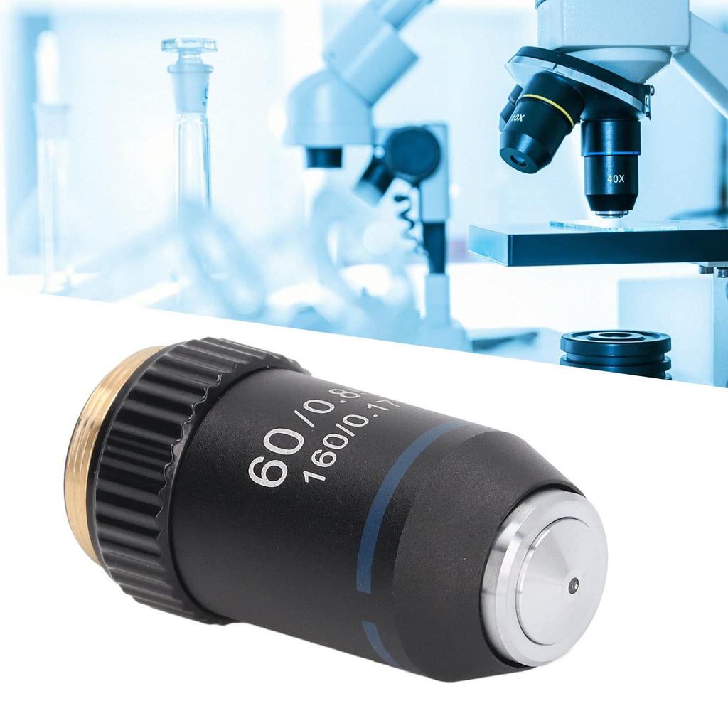 Объективная линза высокой светосилы, международный стандарт RMS, хромированная, для биологических микроскопов 60x, ахроматическая, пропускание, защита, размер,