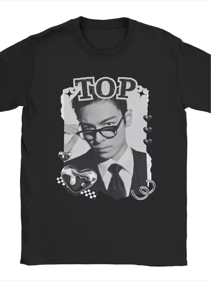 New T.O.P Joo Seung-hoon inspired print T-shirt design inspired by the director's chair of a Korean actor. Couple cotton shirt