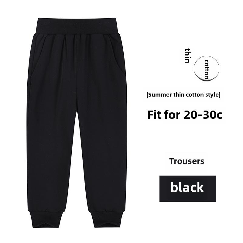 Спортивные брюки для школьной формы из чистого хлопка темно-синего цвета для учеников начальной школы — мальчиков и девочек, свободный крой, летние брюки.