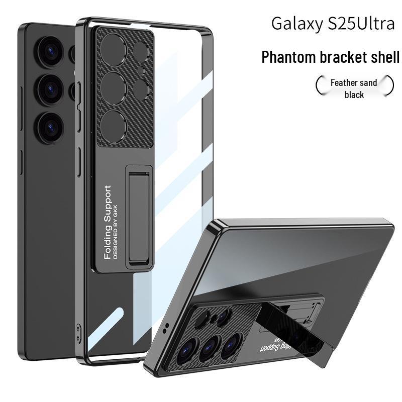 Чехол для Samsung S25 Ultra: Прозрачный, Ультратонкий Позолоченный Фантом с Точными Отверстиями и Подставкой