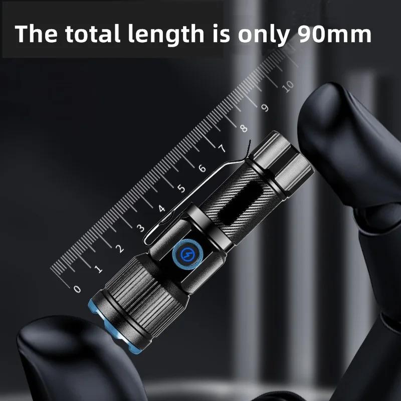 Мини-фонарик с зумом, луч белого света, перезаряжаемый, портативный, для ребенка, для леди, для рюкзака, карманный, для дома, для улицы, магнитный, рабочий, аварийный