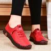 Autumn Women's Soft Sole Shoes Hollow Breathable Loafers Comfortable Flat-soled Mother's Shoe Non-slip Wear-resistant Work Shoes