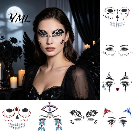 Easter Eve Party Gems Face Makeup Temporary Tattoo Sticker, Faux Crystal Jewelry Flash Nightclub Rhinestone Teardrop Eyeliner Decoration for