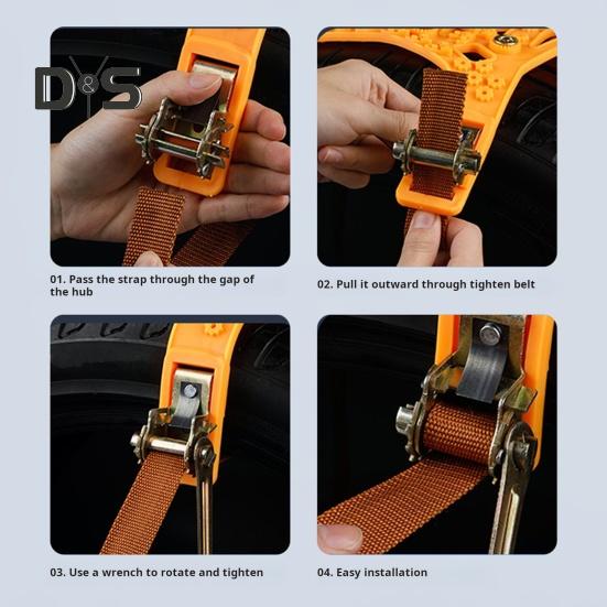 8Pcs Anti-Slip Tire Snow Chains Universal Car Snow Chains for SUVs Trucks Pickups Emergency Adjustable Tire Chain for Rain Snow Sand Mud