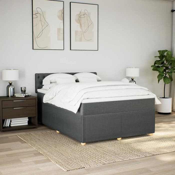 Maison Exclusive - Sommier à lattes de lit avec matelas Gris foncé 160x200cm Tissu