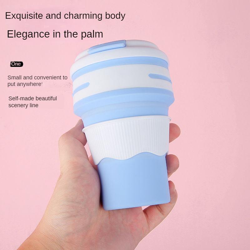 Folding Silica Gel Cup Travel Coffee Cup Student Portable Water Cup Silicone Que Bottle Gargle Cup Can Hold Hot Water