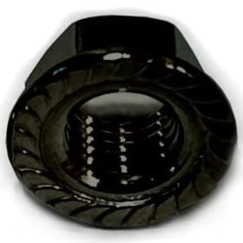 M10 P=1.25 (fine Pitch) Flange Nuts, Black Plated (pack of 10 with Serrated Edges)