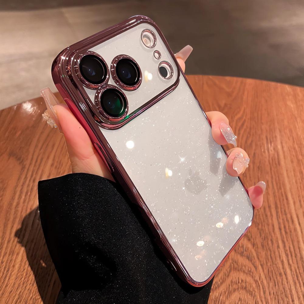 Роскошный прозрачный чехол для телефона с блестками для iPhone 17 16 15 14 13 Pro Max 17Pro Air Pating Бампер Защита камеры Прозрачная задняя крышка