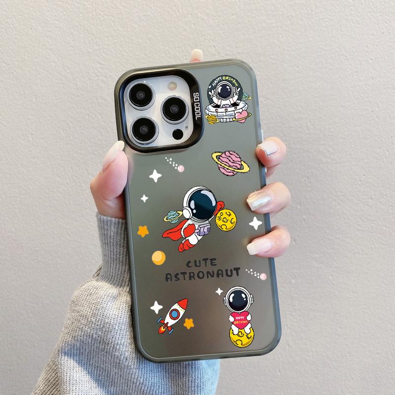 Рождественский лазерный чехол для телефона с астронавтом для iPhone 15 14 Pro Max 13 12 11 Samsung S23 S22 Ultra A54 A53 Противоударный задний чехол с рисунком оленя и Санта-Клауса