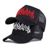 Fashion Flame Embroidery Baseball Cap Summer Unisex Breathable Mesh Hat Net Hip Hop Caps Cotton Hats Dad Hat