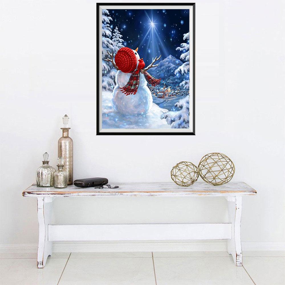 5D алмазная живопись, круглый бисер, Санта-Снеговик, вышивка, мозаика со стразами, зимняя картина, вышивка крестиком, Рождественское украшение для дома