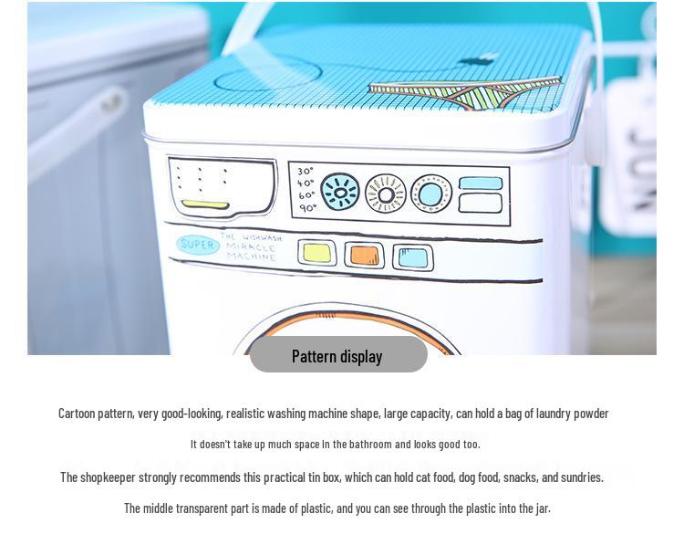 Большой жестяной ящик для хранения капсул для стирки - Органайзер в форме стиральной машины с ручкой