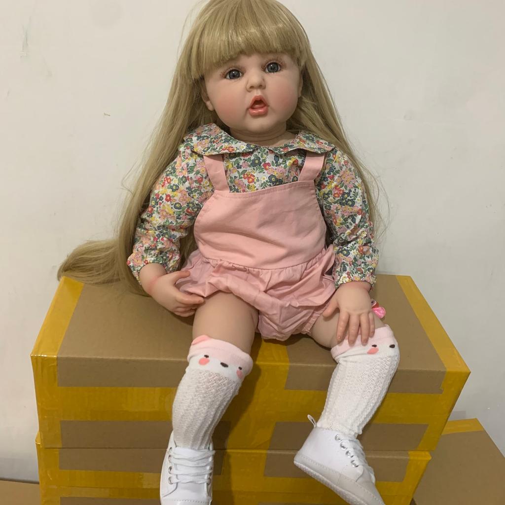 60 CM Silicone Reborn Toddler Doll for Girl Lifelike Vinyl Princess Baby with Cloth Body Bebe Birthday Gift Dress Up Toy