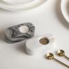 Marble Salt and Pepper Bowls with Brass Spoons - Kitchen Decor (Set of 2)