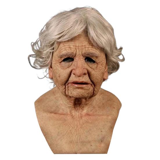 Old Man Masque for Adults Realistic Latex Elderly Human Full Head Cover with Lifelike Wrinkle for Halloween Masquerade Cosplay Costume Props