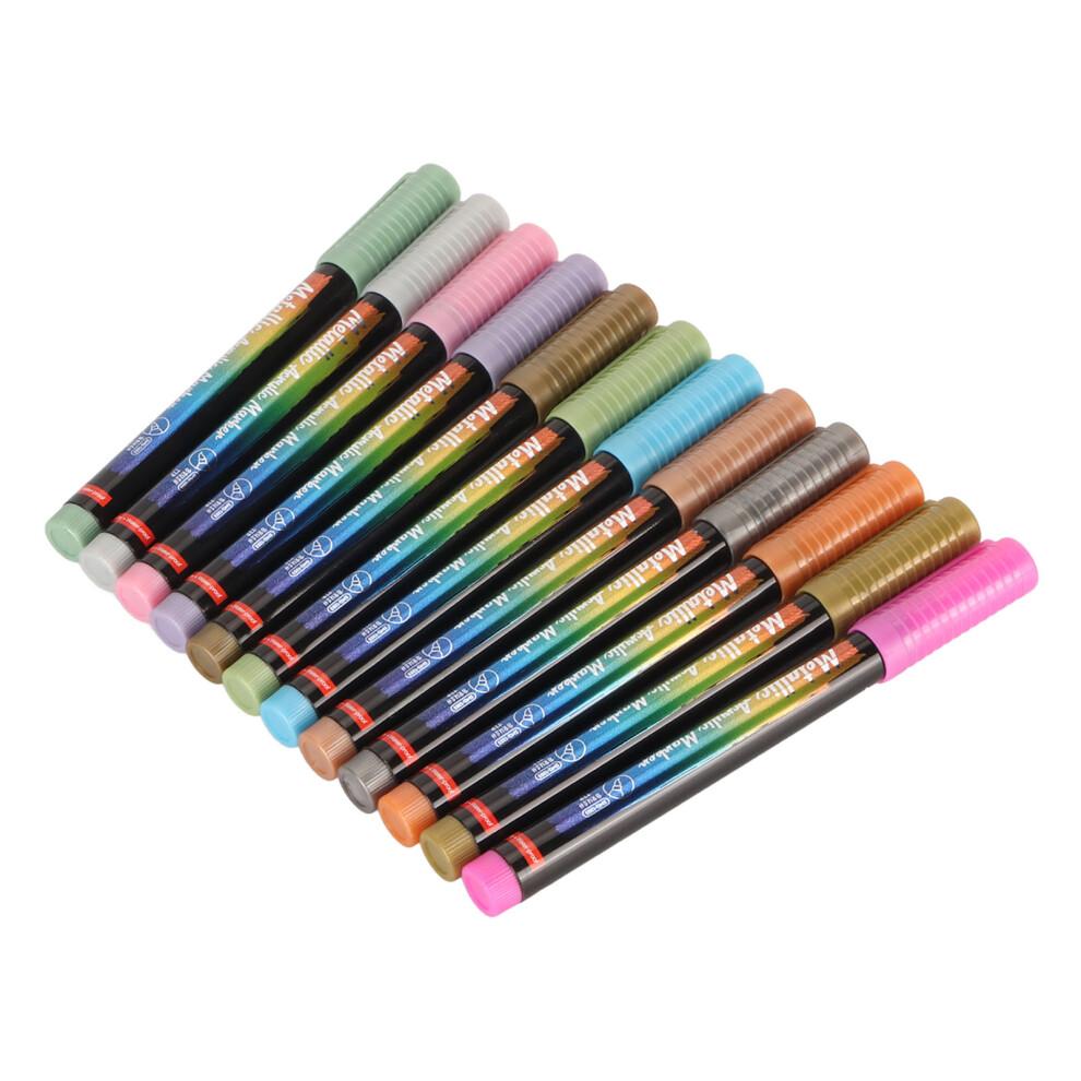 12 Colors Acrylic Paint Pens 0.7mm Fine Tip for Wood Glass Stone Metal