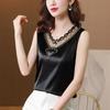 Fashion Lace Camisole Vest for Women In Summer, Satin V-neck Undershirt for Outerwear, Suit for Undersized Sleeveless Top