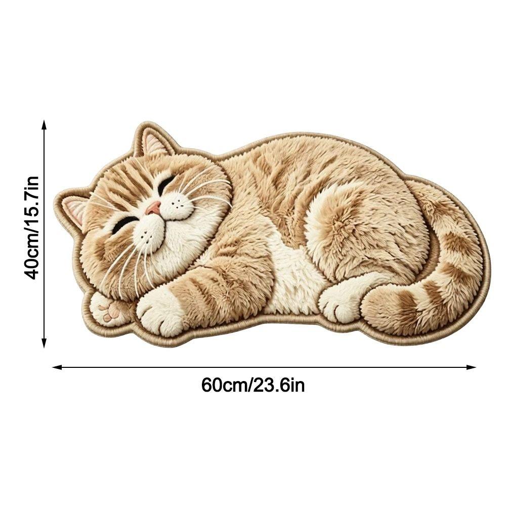Special-shaped Cat Floor Mat Absorbent Animal Door Mat Cute Cat Shaped Rug Bedroom Decor