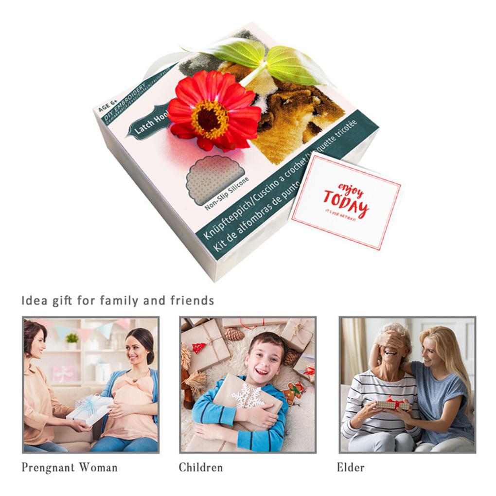 Набор для вязания ковра, набор для вязания крючком, набор для самостоятельного изготовления подушек для вязания крючком для взрослых и детей размером 50 см x 38 см