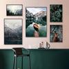Nordic Poster Nature Landscape Canvas Painting Wall Art Mountain Lake Deer Print Decorative Pictures for Living Room Home Decor