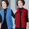 Весна Осень Женский V-образный вырез Вязаный кардиган свитер пальто Модный однотонный бабушкин безрукавка куртка Женский жилет