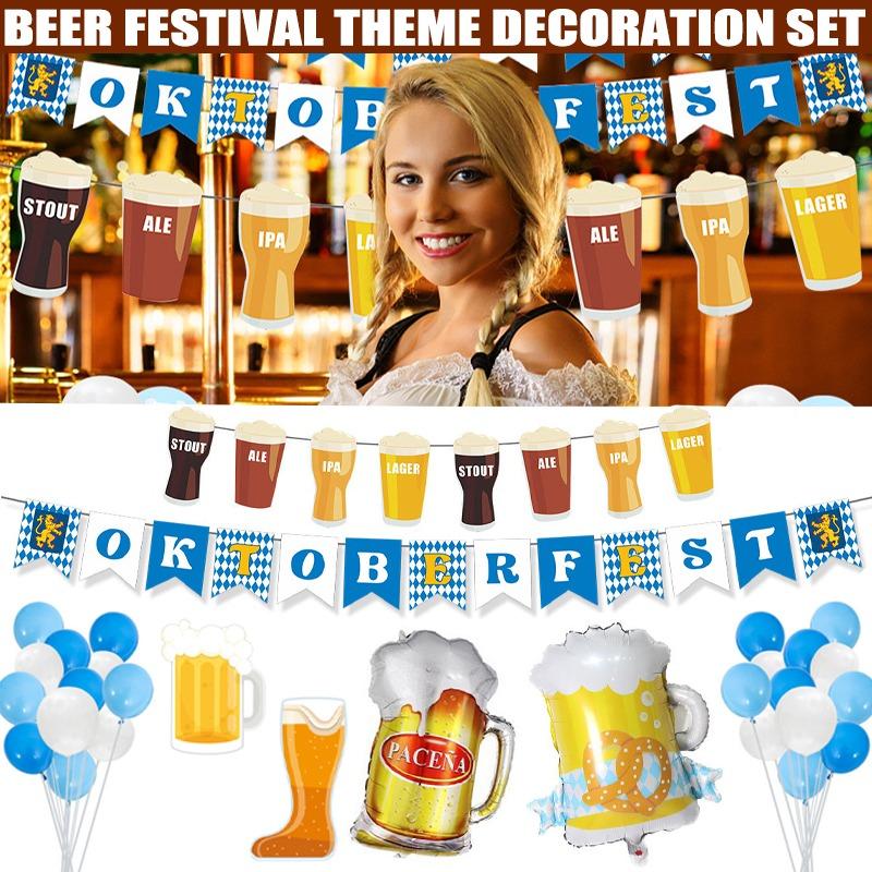Oktoberfest Dekoration Set Bayrische Wimpel Girlande Banner Luftballon Für Party