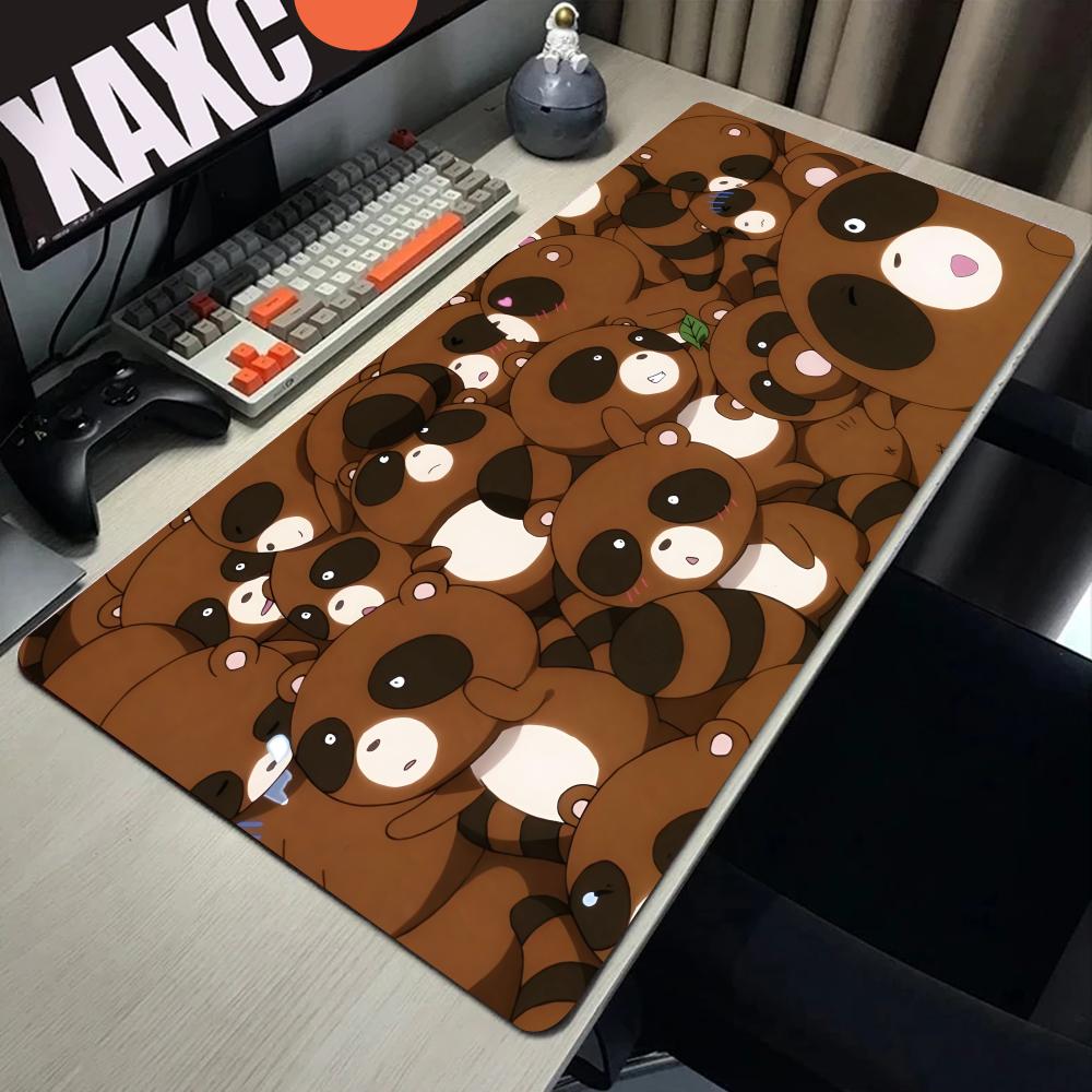 Cute Cartoon Brown Raccoon Mouse Pad Large Computer Office Game Table Mats XXL x Rubber Nonslip Keyboard Mat Long Desk Pads