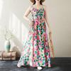 Ремень без рукавов размера плюс, хлопковое винтажное новое платье с цветочным принтом для женщин, повседневное свободное длинное летнее платье