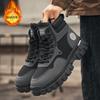 Winter Men's Shoes High-top Martin Boots Men's Velvet Warm Platform Boots Outdoor Mountaineering Desert Combat Rhubarb Boots