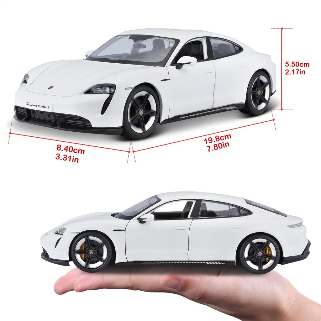 Bburago Масштаб Porsche Taycan Turbo S Белый Литая модель Готовая WT 1/24 / Автомобиль, Продукт, 18-21098