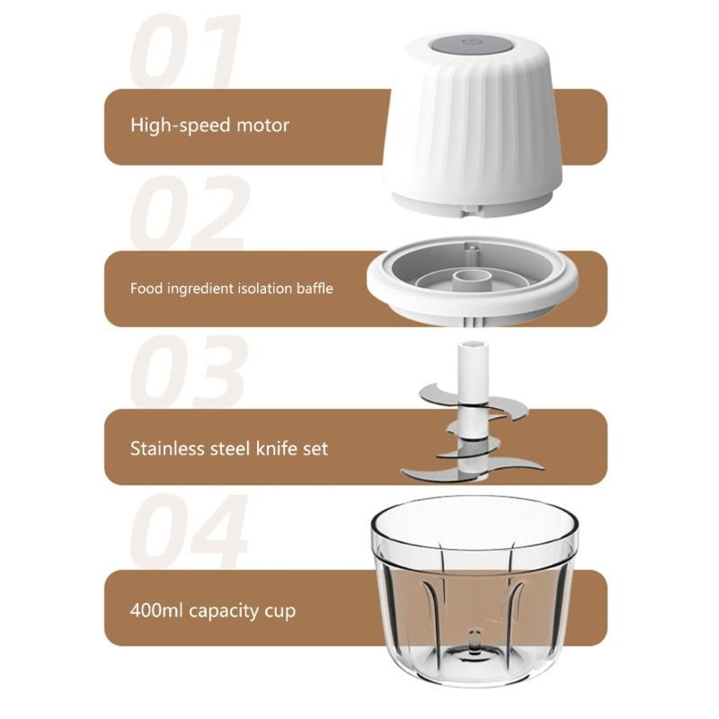 Эффективный электрический измельчитель чеснока Беспроводной Высокоэффективный Мясорубка Мини-кухонный комбайн для быстрой нарезки овощей