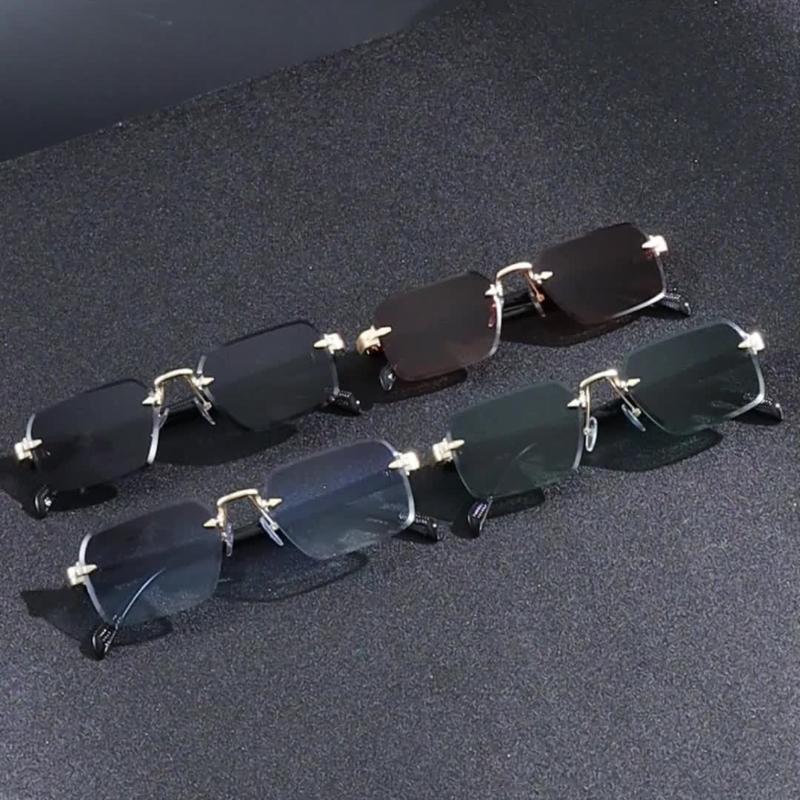 1 пара безободковых квадратных очков в европейском и американском стиле с огранкой краев, доступны в нескольких цветах