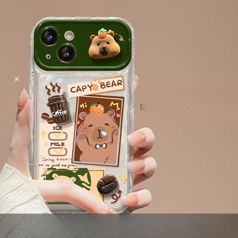 Подвеска в виде куклы Капибала, подходит для Apple 15, чехол для мобильного телефона iPhone14/13pro, откидной зеркальный чехол Xs, силикон