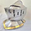 Medieval Knight Helmet with Visor Steel Armor Replica with Brass Trim