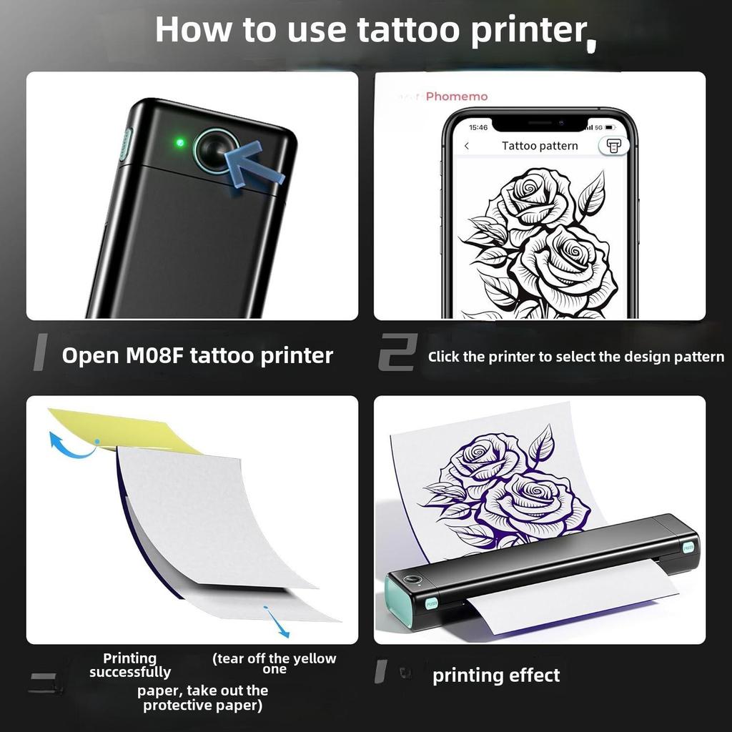 Phomemo M08F A4 черно-белый термопринтер - мини-домашний офис и принтер для татуировок