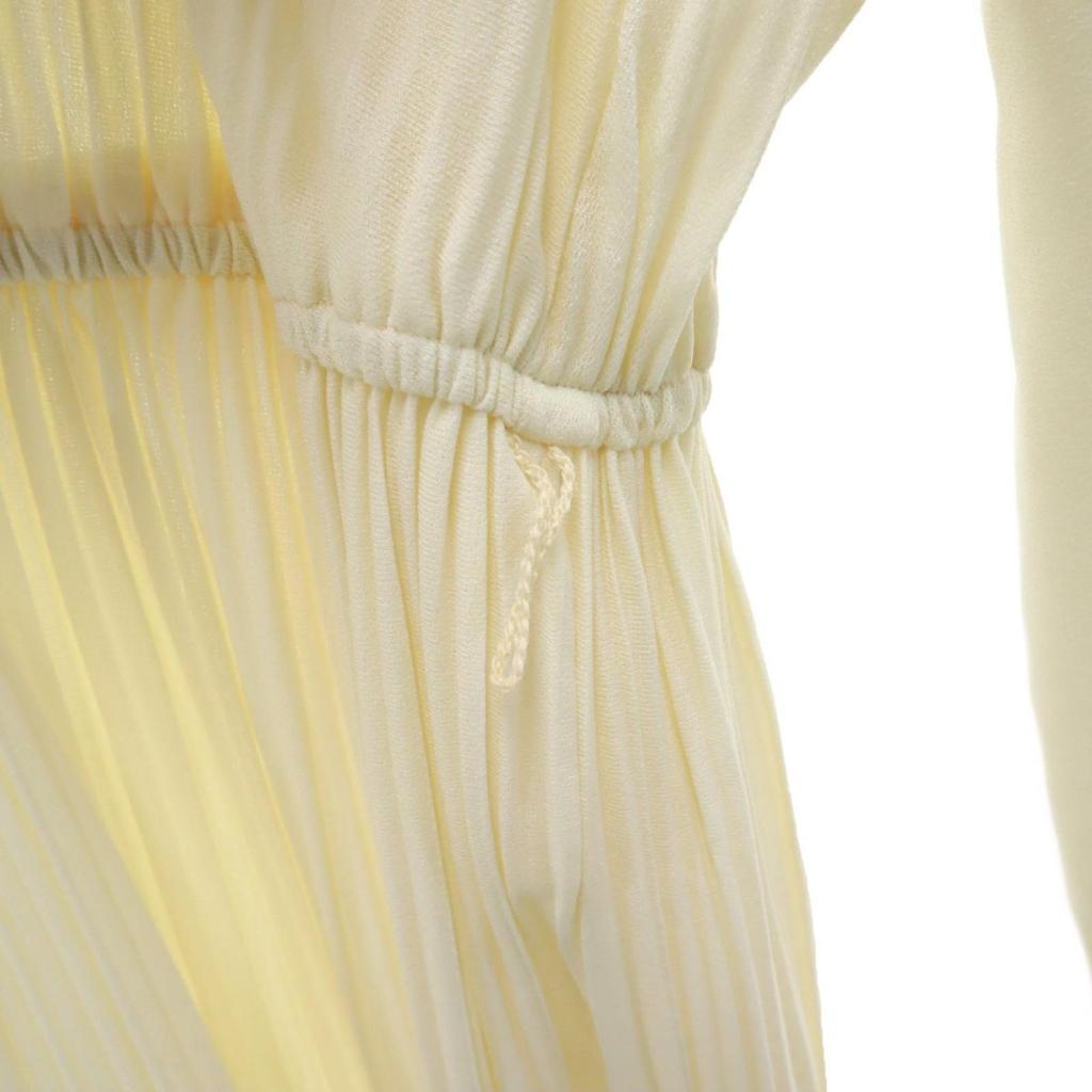 Sears Винтажное платье 70-х годов с длинным рукавом, плиссированное, длиной до колена, 14, цвет слоновой кости, женское, б/у