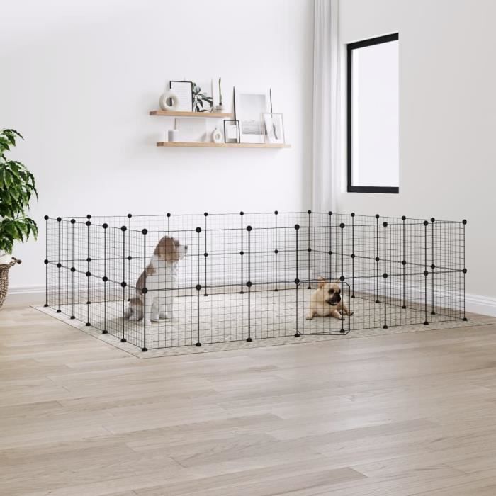 3114041 vidaXL Pet Cage with 52 Panels and Door Black 35x35 Cm