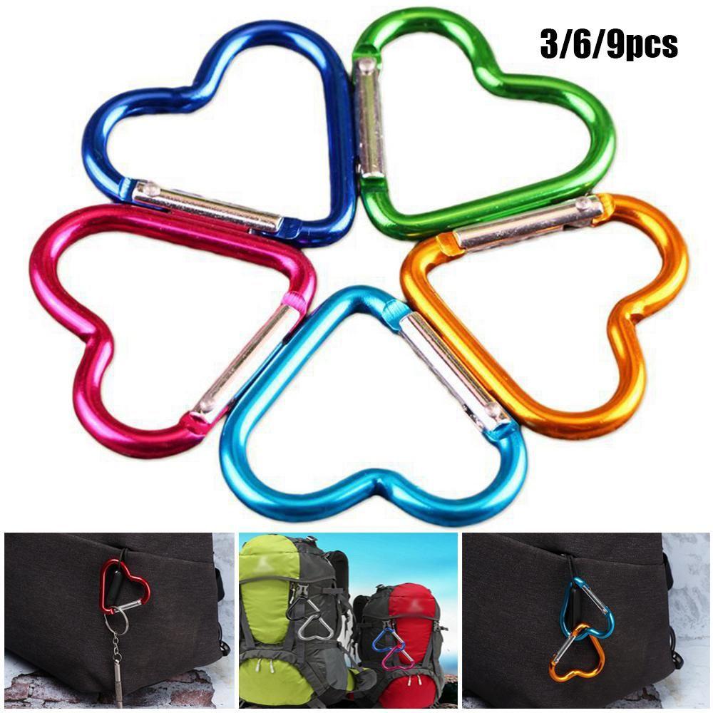 Hanging Outdoor Camping Tool Aluminum Carabiner Heart-shaped Buckles Keyring Hook Keychain Clip
