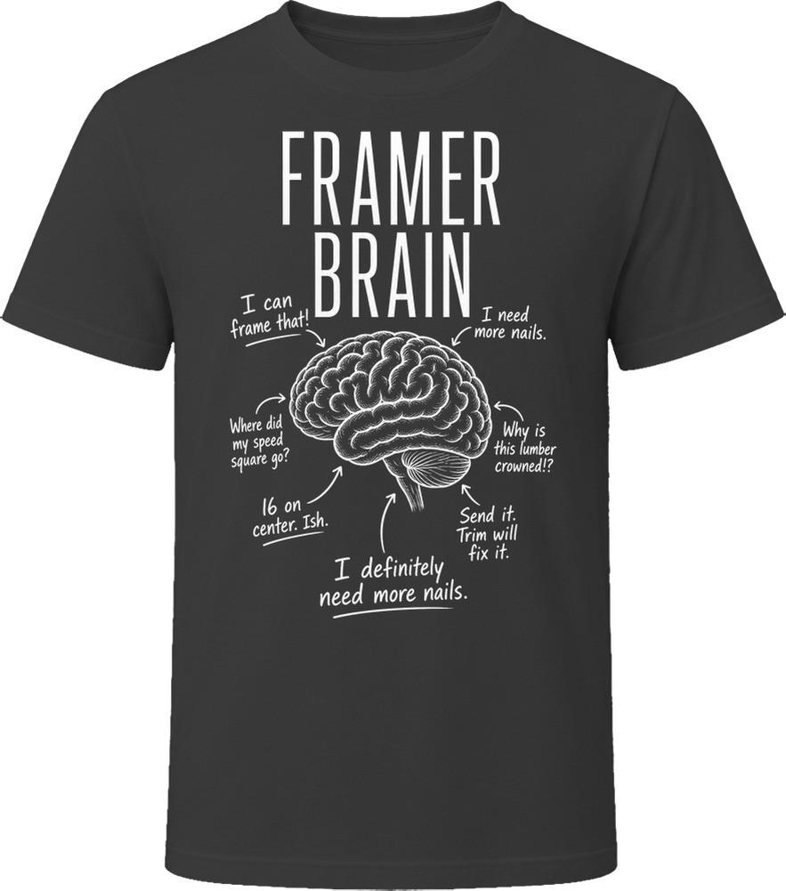 Framer Brain Funny Framing Carpenter T Shirt