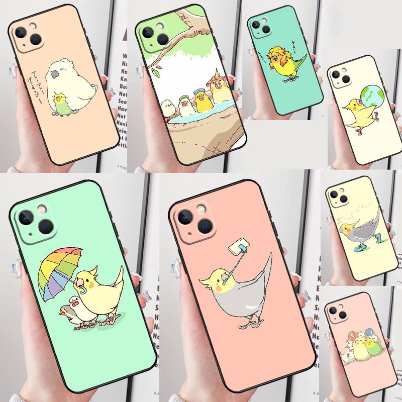 Chubby Cockatiel Parrot Bird Phone Case For iPhone 16 Pro Max 12 13 Mini 11 14 15 Pro Max XR 16 15 Plus 16e Cover Shell