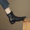 Fashion Retro Irregular Mid Heels Short Boots Womens Soft Leather Pointed Toe Side Zipper Modern Chelsea Boot Autumn Winter Shoe
