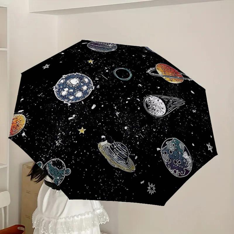 1pc Solar System Planets Space Artwork Umbrella with Plastic Handle,Suitable for All Seasons Home Travel Outdoor UmbrellaDD016