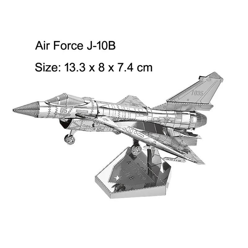 3D Металлические Пазлы Сделай Сам Ручной Военный ВВС J-20 J-15 J-10B Su-34 Ka-50 Спасательный Вертолет Сборная Модель Пазлы Игрушки