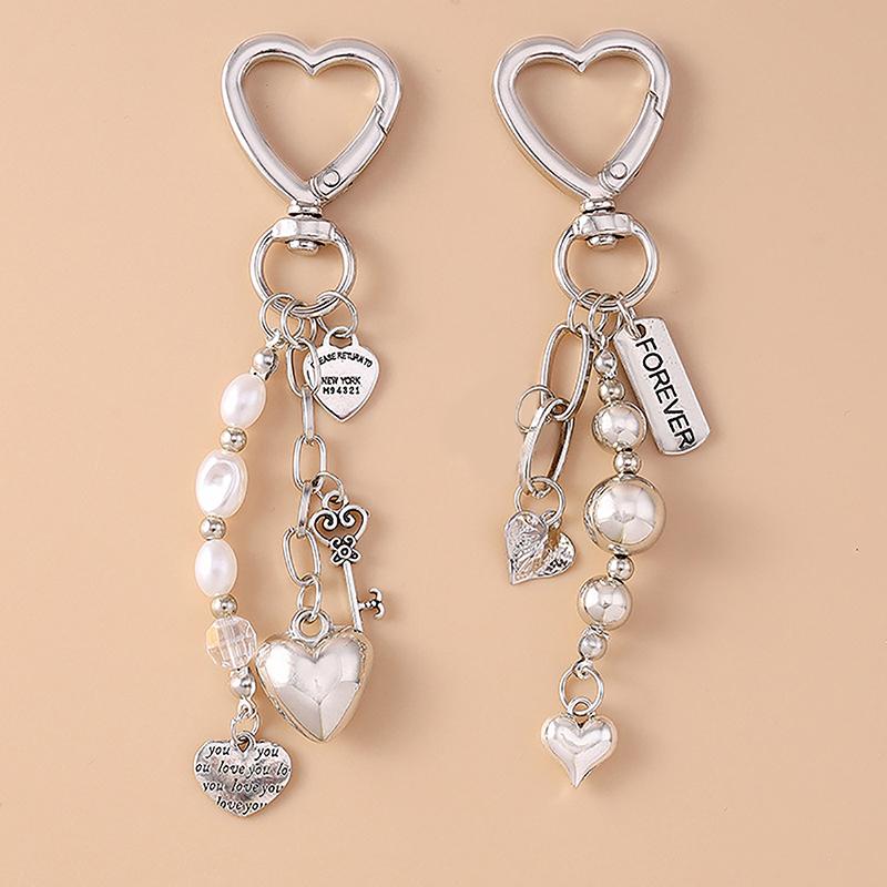 Alloy Love Heart Key Chain Shell Starfish Key Ring Pendants For Women Girls Handbag Decor Diy Handmade Jewelry Gifts